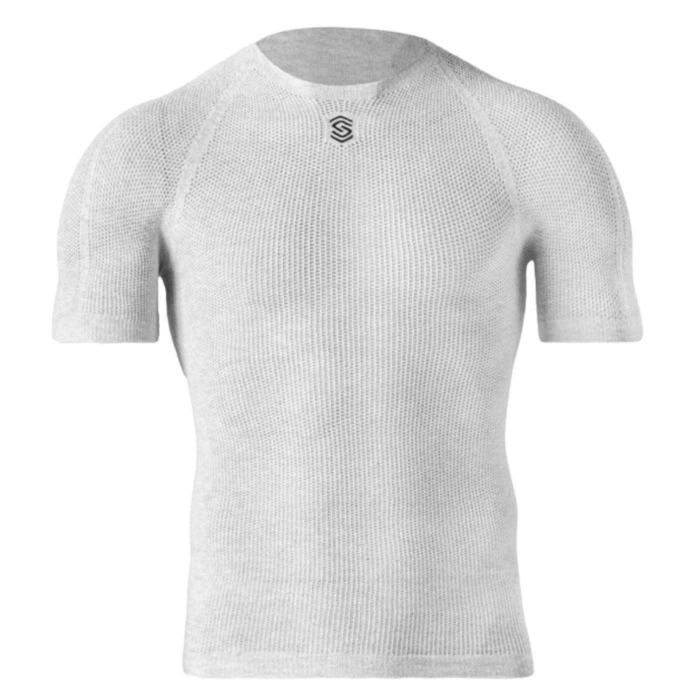 Maglia intima estiva Silverskin Primo manica corta Pearl Grey, vista frontale.