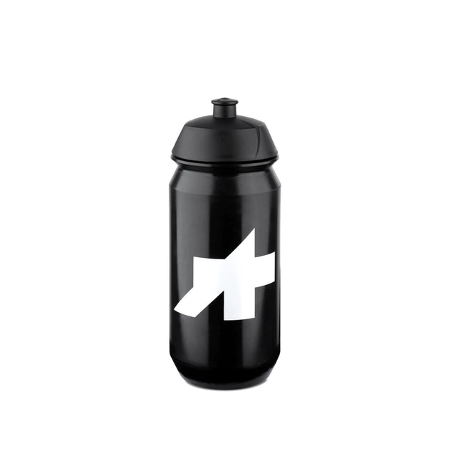 Borraccia Assos Signature 500ml in materiale flessibile nero.