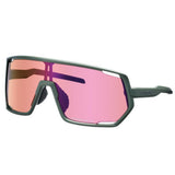 Occhiali Shimano Technium Ridescape Trail Oliva Scuro con lente specifica per mountain bike.
